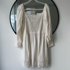 Karen Millen Ivory Embroidered Eyelet Tie Back Boho Cotton Dress, Women’s 10